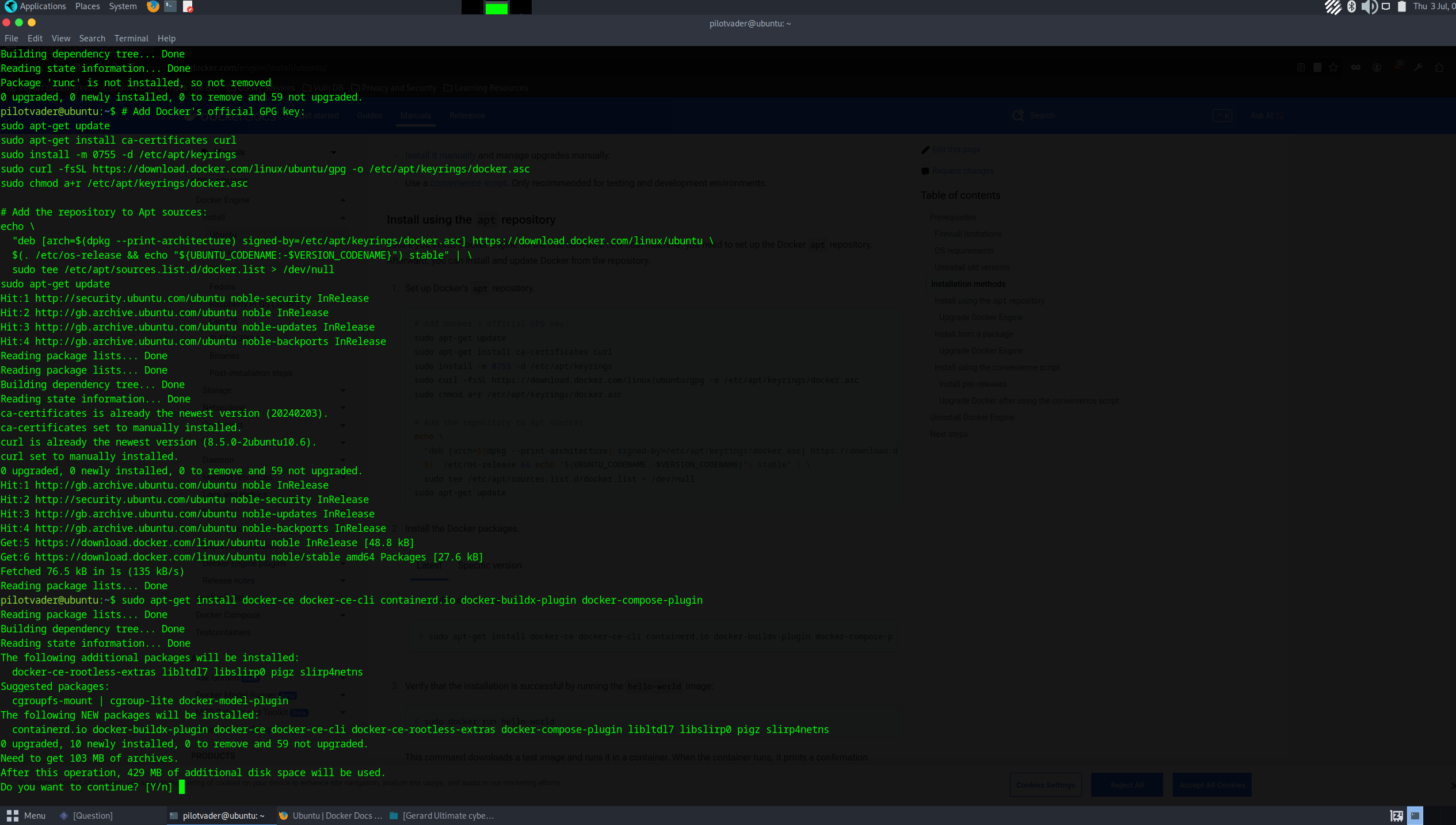 Docker installation from parrot OS on ubuntu server
